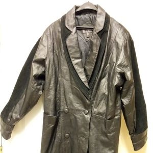 Long Leather DANY Coat with Suede accent on it.